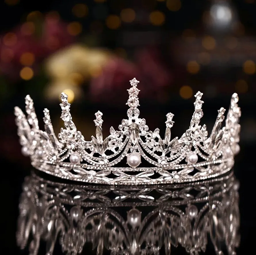 "Dayana" - Pearl and Crystal Bridal Tiara - Available in Silver and Gold