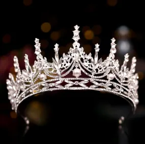 "Dayana" - Pearl and Crystal Bridal Tiara - Available in Silver and Gold