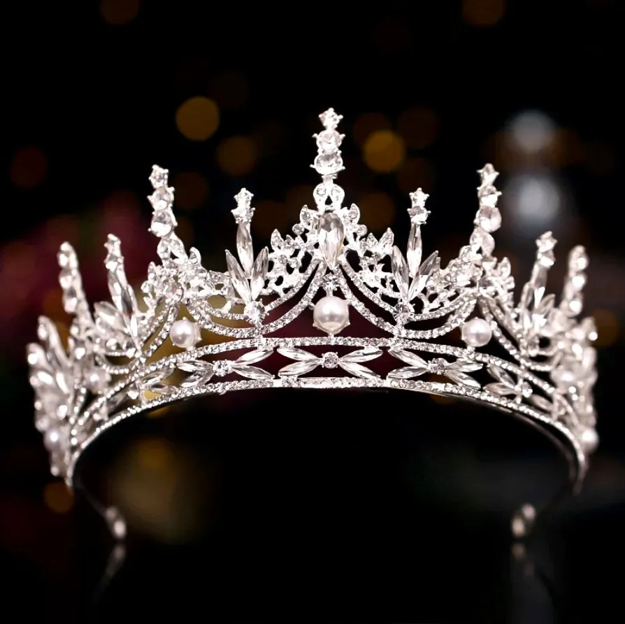"Dayana" - Pearl and Crystal Bridal Tiara - Available in Silver and Gold
