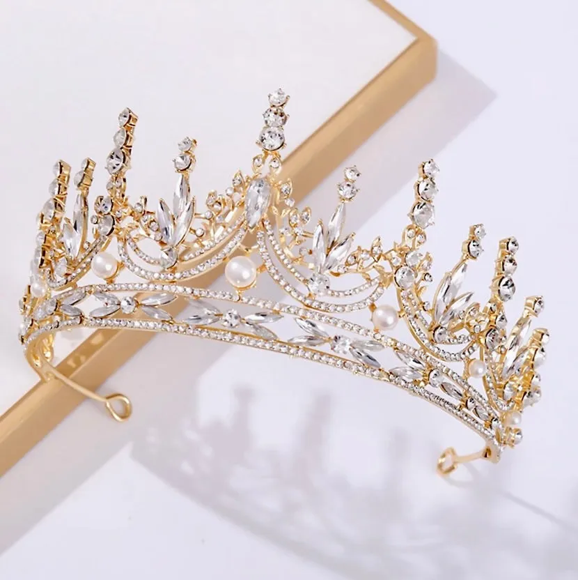 "Dayana" - Pearl and Crystal Bridal Tiara - Available in Silver and Gold