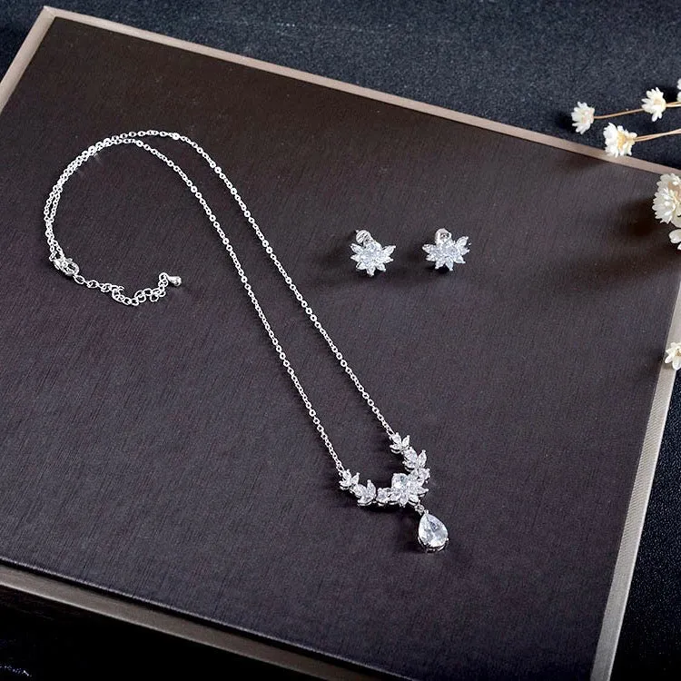"Joelle" - Silver Cubic Zirconia Bridal Jewelry Set