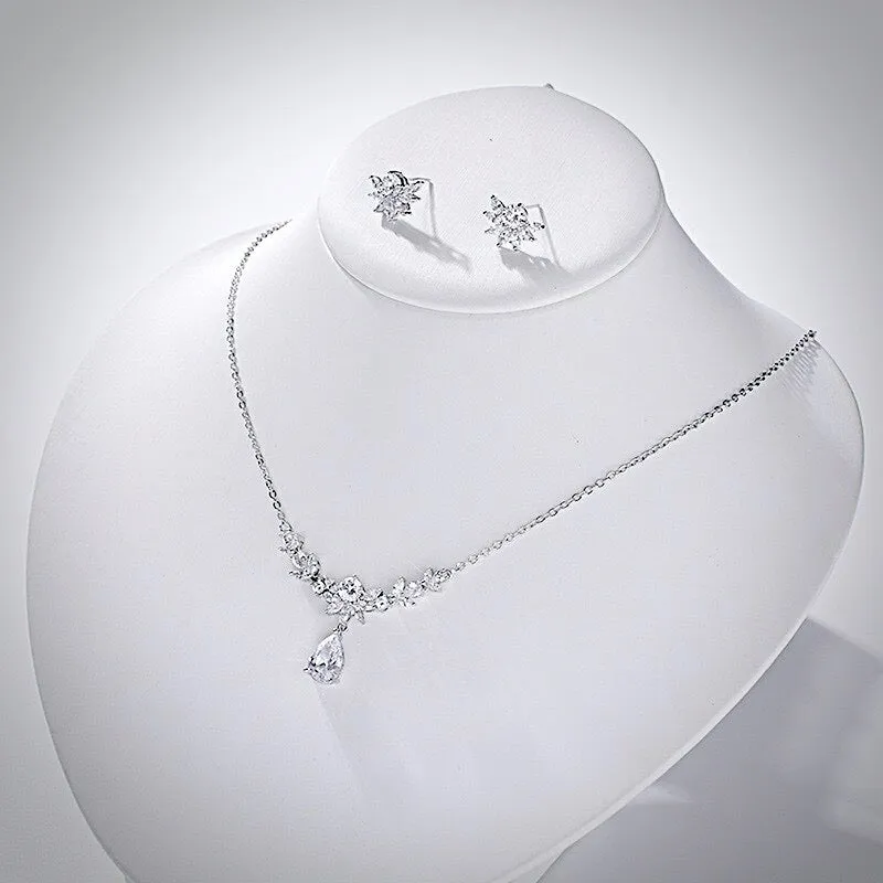"Joelle" - Silver Cubic Zirconia Bridal Jewelry Set