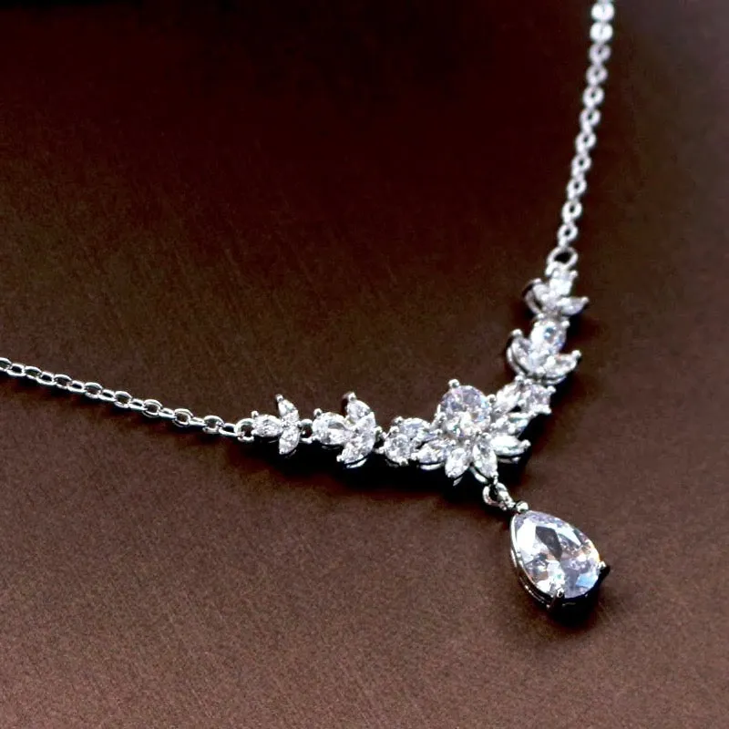 "Joelle" - Silver Cubic Zirconia Bridal Jewelry Set