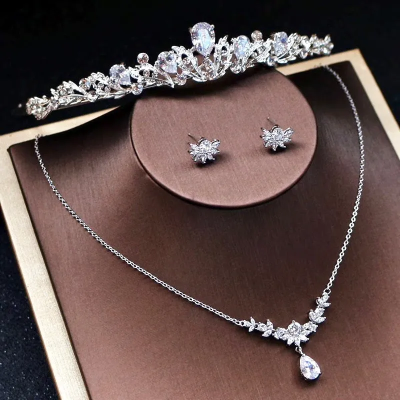 "Joelle" - Silver Cubic Zirconia Bridal Jewelry Set