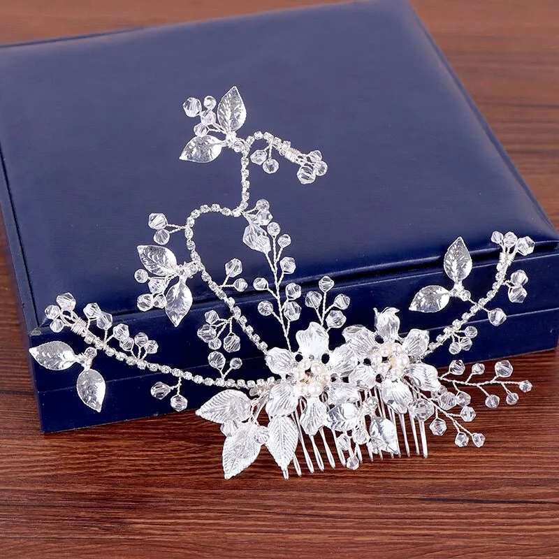 "Kara" - Pearl and Crystal Bridal Hair Comb - Available in Gold and Silver