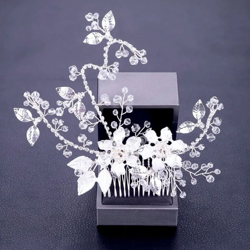"Kara" - Pearl and Crystal Bridal Hair Comb - Available in Gold and Silver