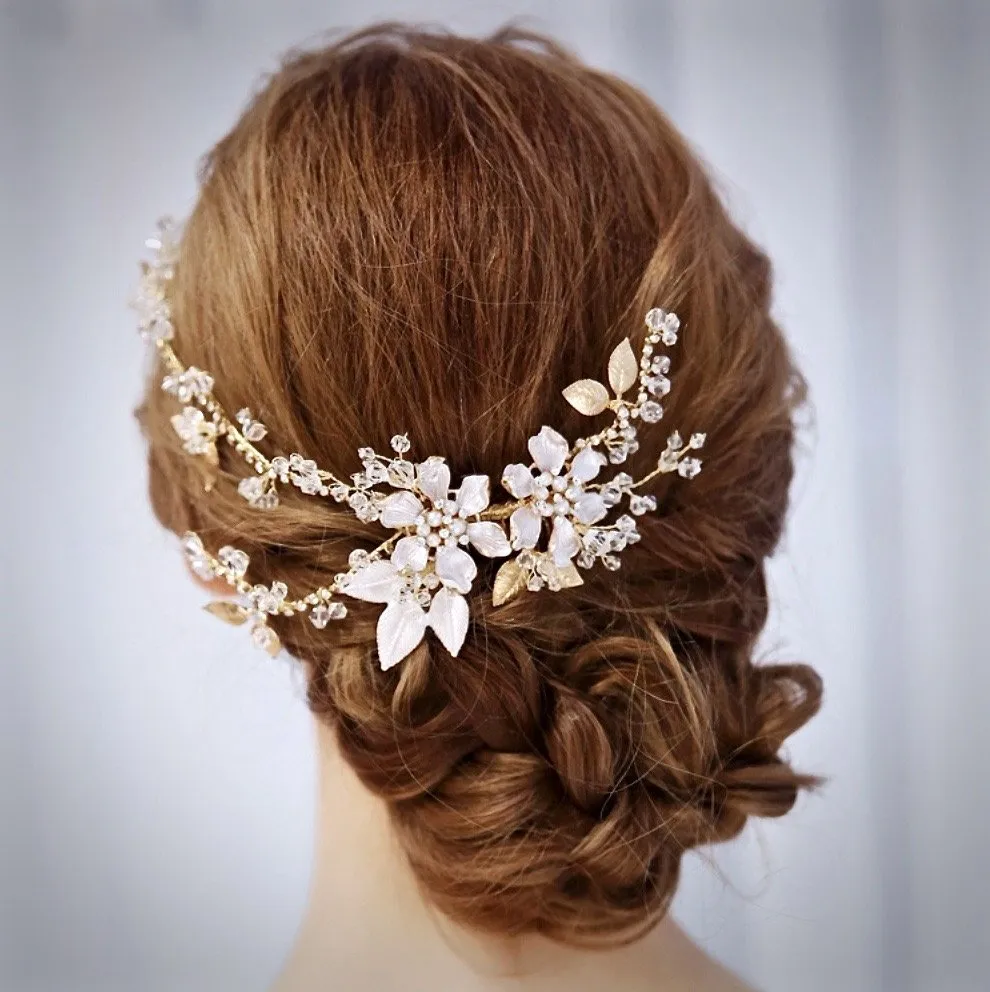 "Kara" - Pearl and Crystal Bridal Hair Comb - Available in Gold and Silver
