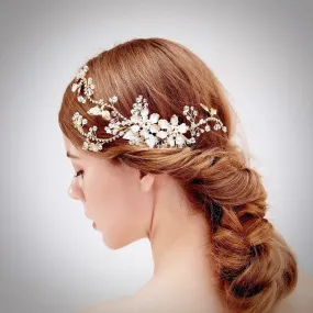 "Kara" - Pearl and Crystal Bridal Hair Comb - Available in Gold and Silver