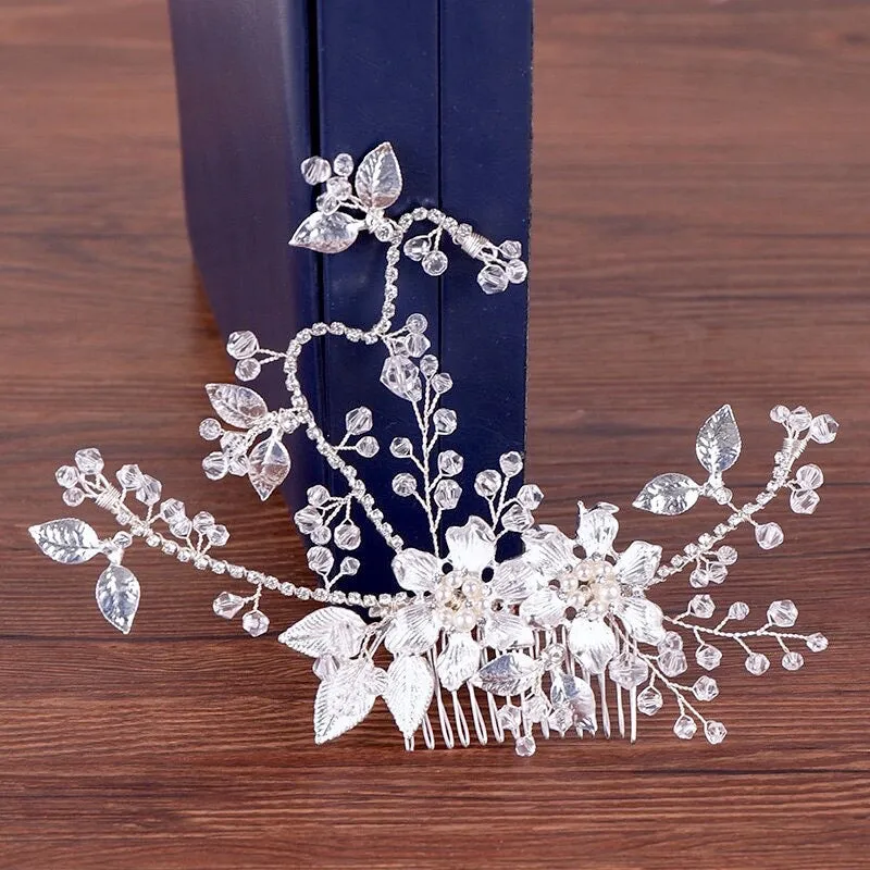 "Kara" - Pearl and Crystal Bridal Hair Comb - Available in Gold and Silver