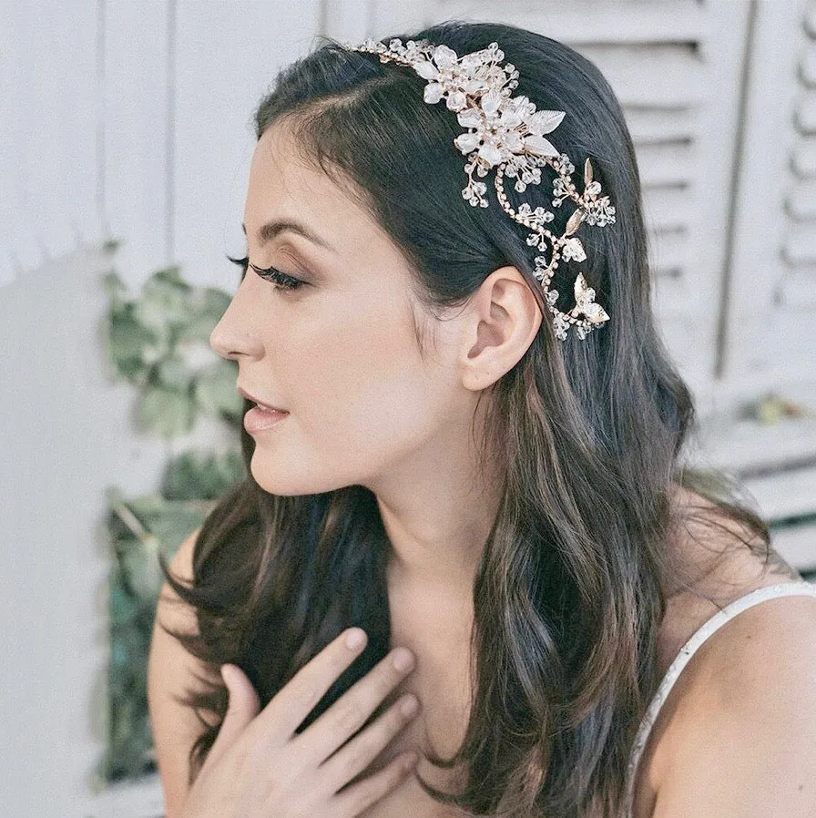 "Kara" - Pearl and Crystal Bridal Hair Comb - Available in Gold and Silver