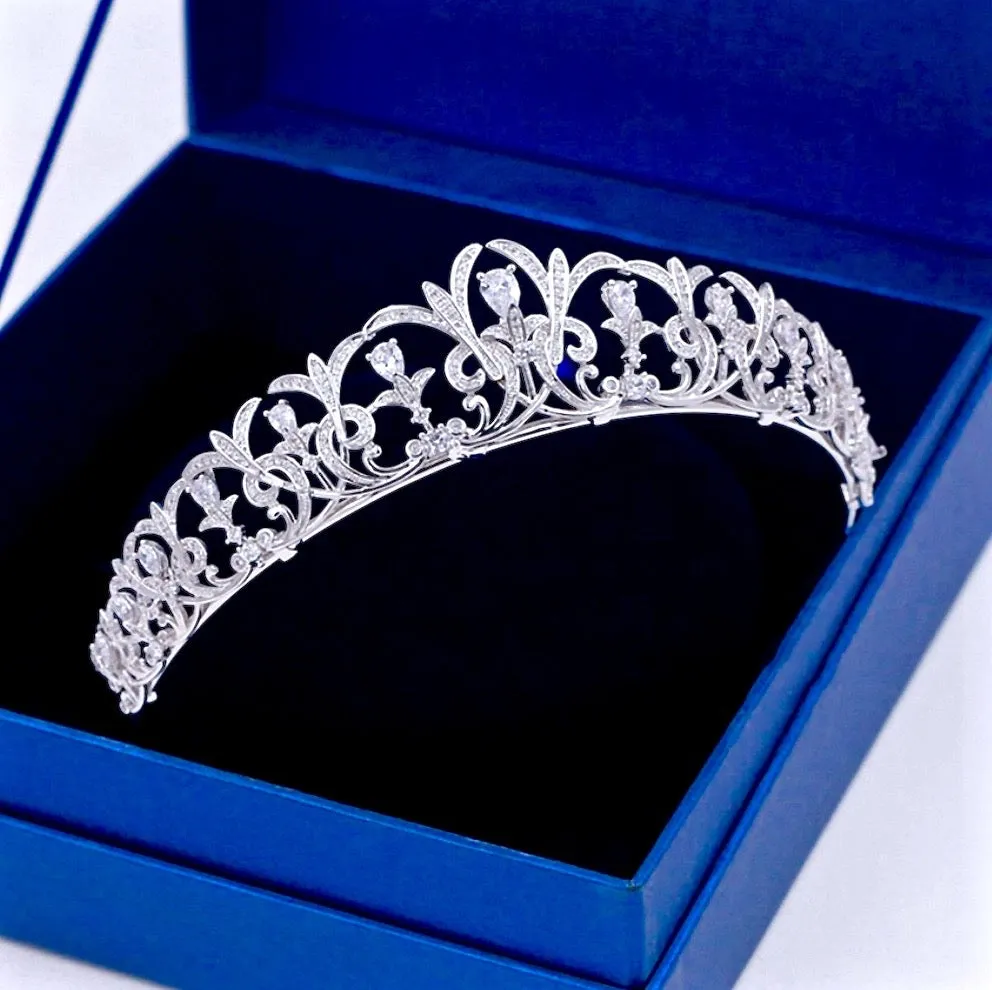 "Lynnea" - Silver Cubic Zirconia Bridal Tiara