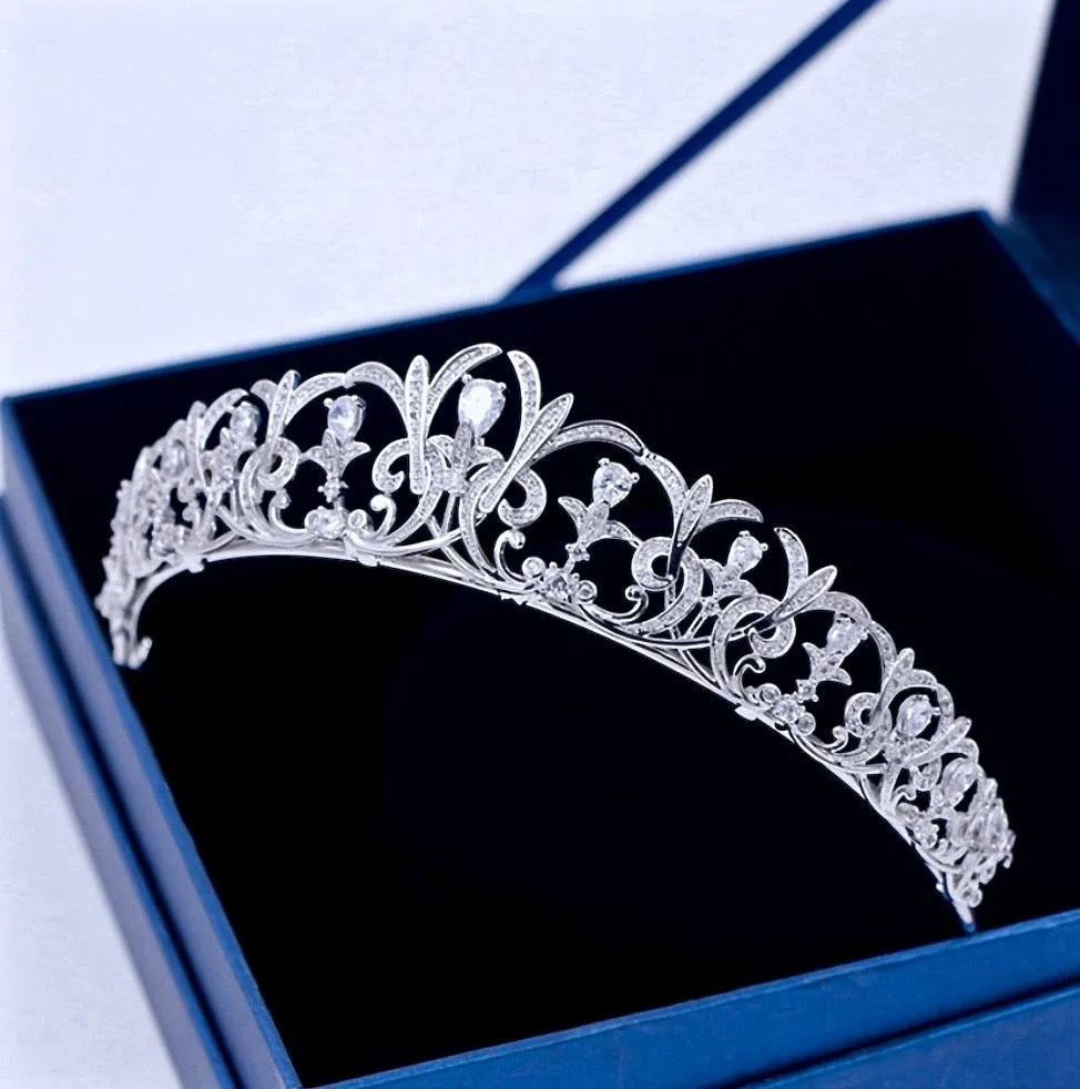 "Lynnea" - Silver Cubic Zirconia Bridal Tiara