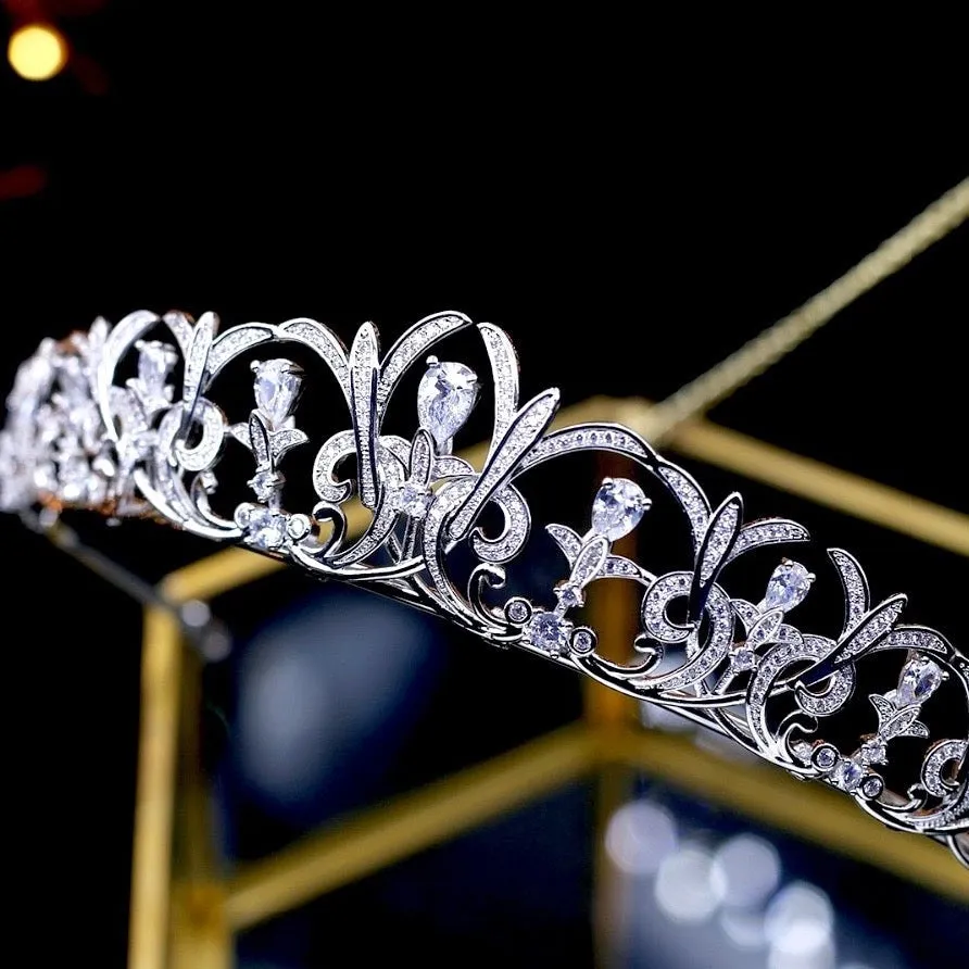 "Lynnea" - Silver Cubic Zirconia Bridal Tiara