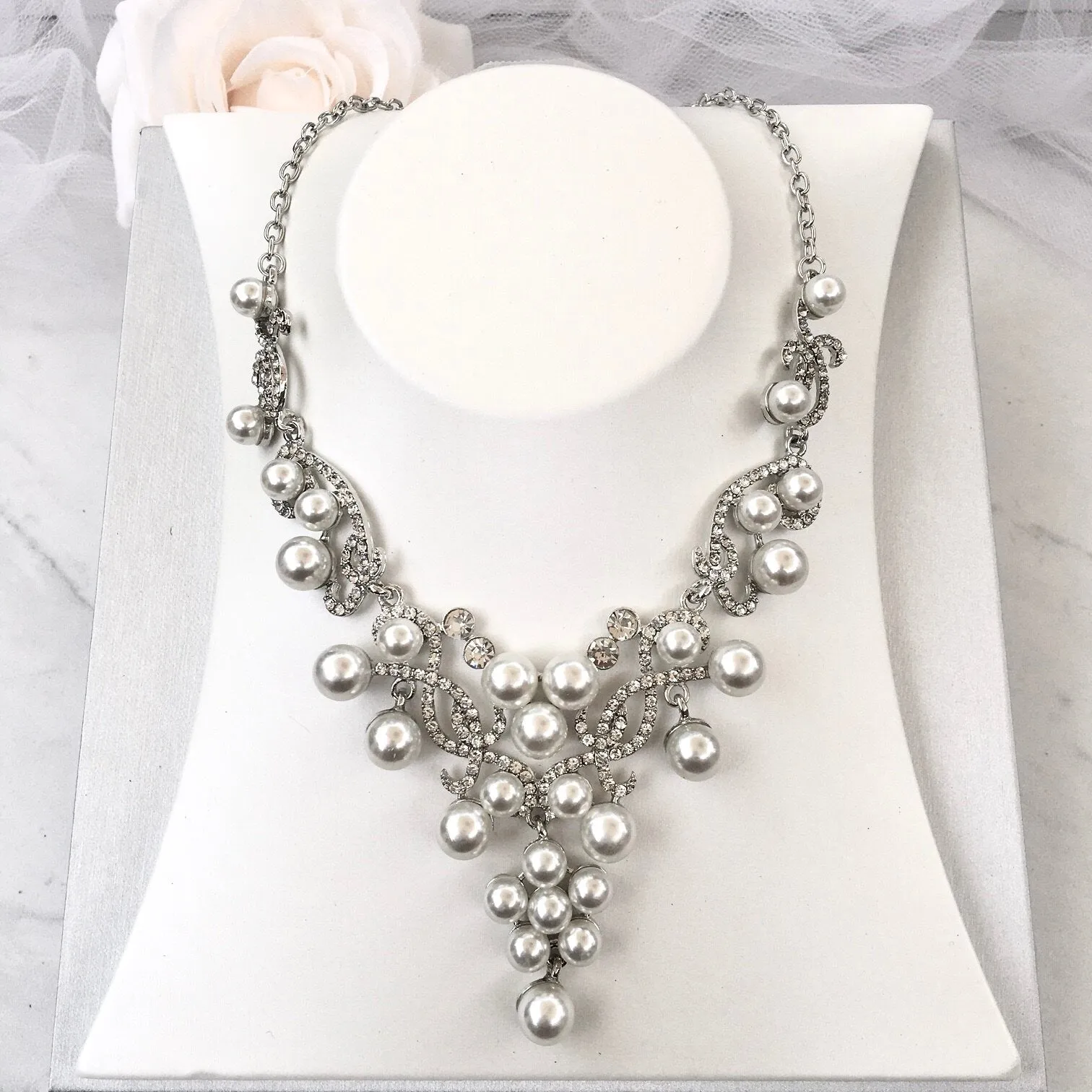 "Myla" - Pearl 3-Piece Bridal Jewelry Set With Tiara