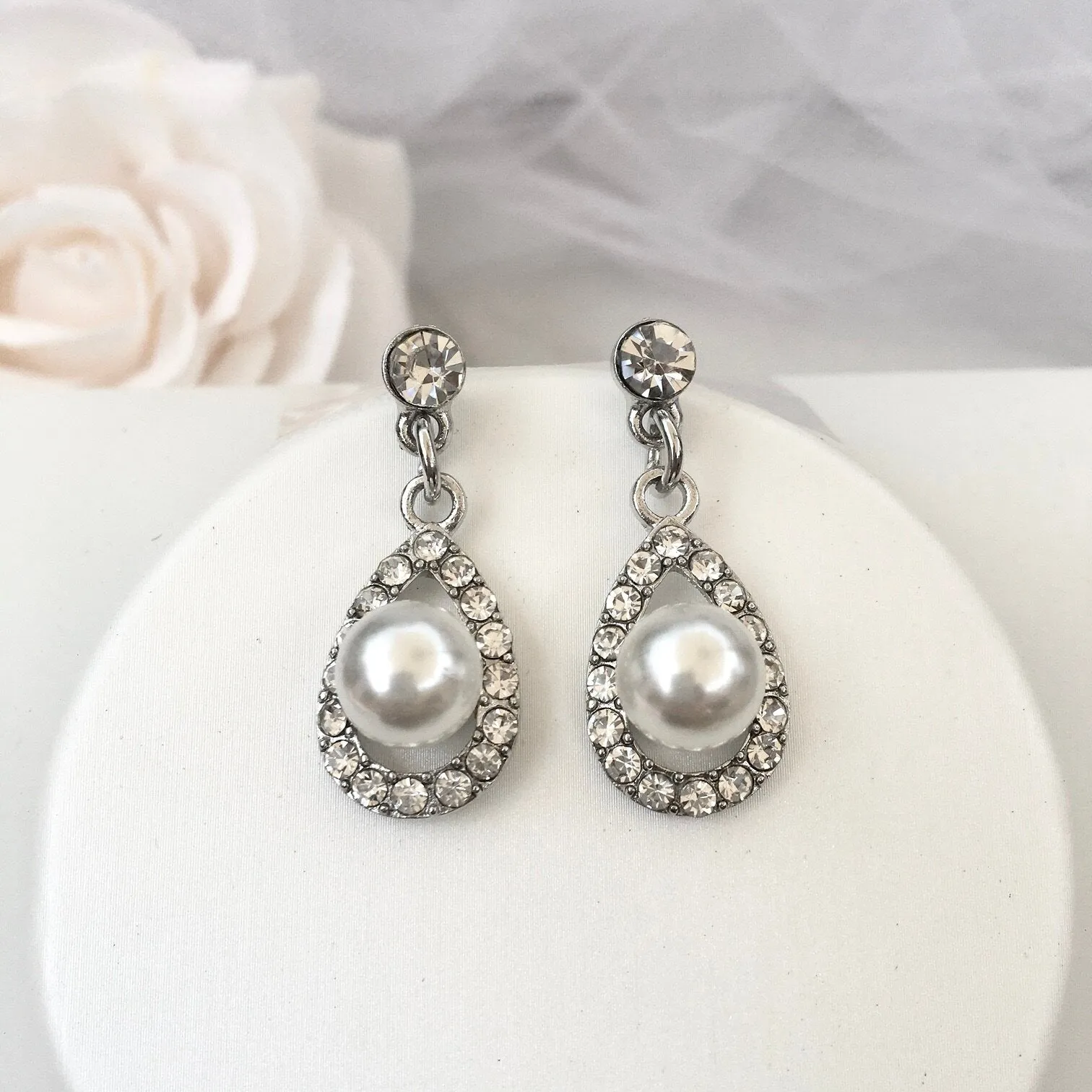 "Myla" - Pearl 3-Piece Bridal Jewelry Set With Tiara