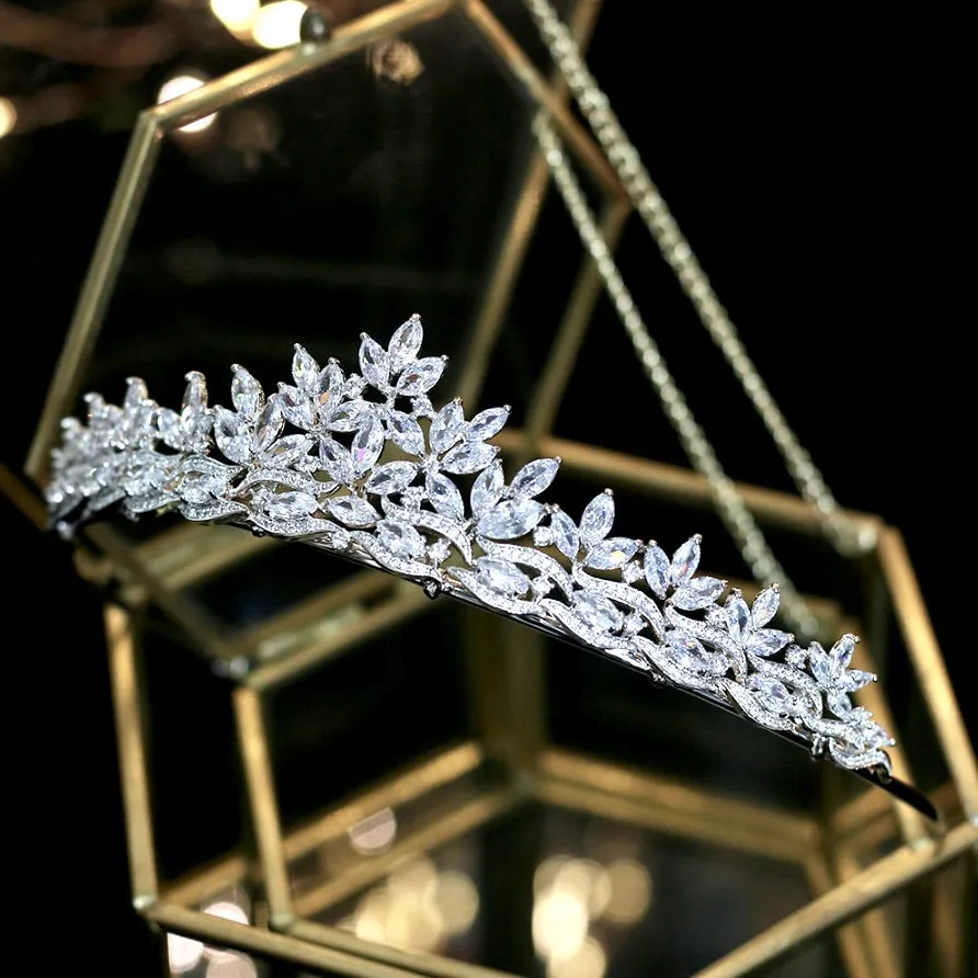 "Rachel" - Wedding Rhinestone Tiara - Available in Silver, Yellow Gold and Rose Gold