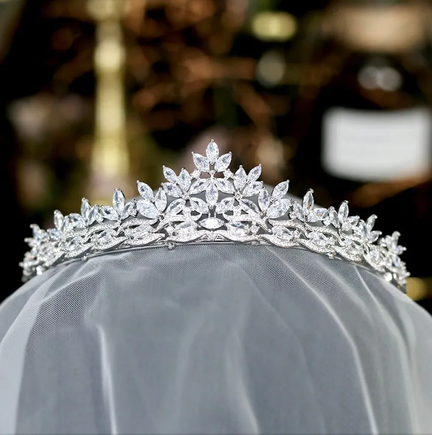 "Rachel" - Wedding Rhinestone Tiara - Available in Silver, Yellow Gold and Rose Gold