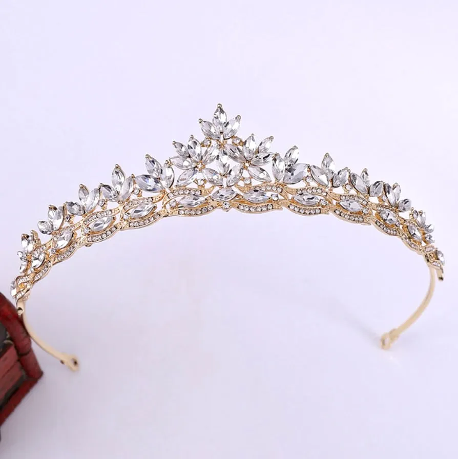 "Rachel" - Wedding Rhinestone Tiara - Available in Silver, Yellow Gold and Rose Gold