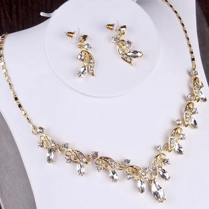 "Tangier" - Rhinestone Bridal Jewelry Set - Available in Gold and Silver