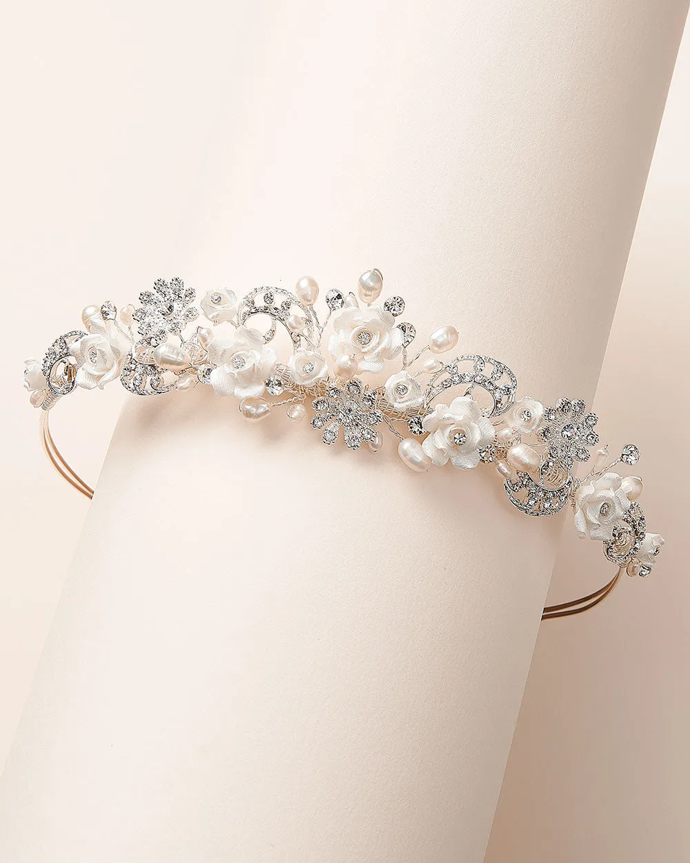 Rose & Pearl Flower Tiara