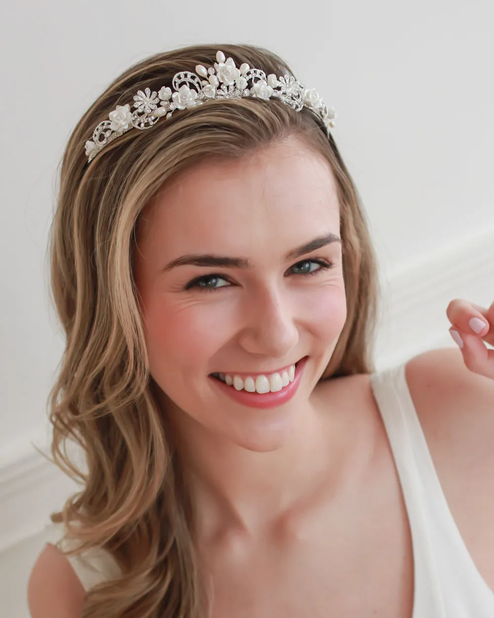 Rose & Pearl Flower Tiara