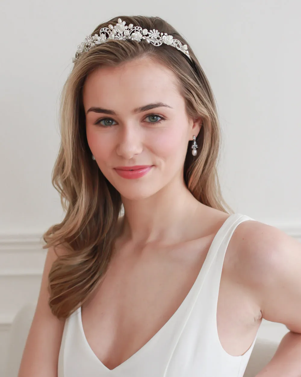 Rose & Pearl Flower Tiara