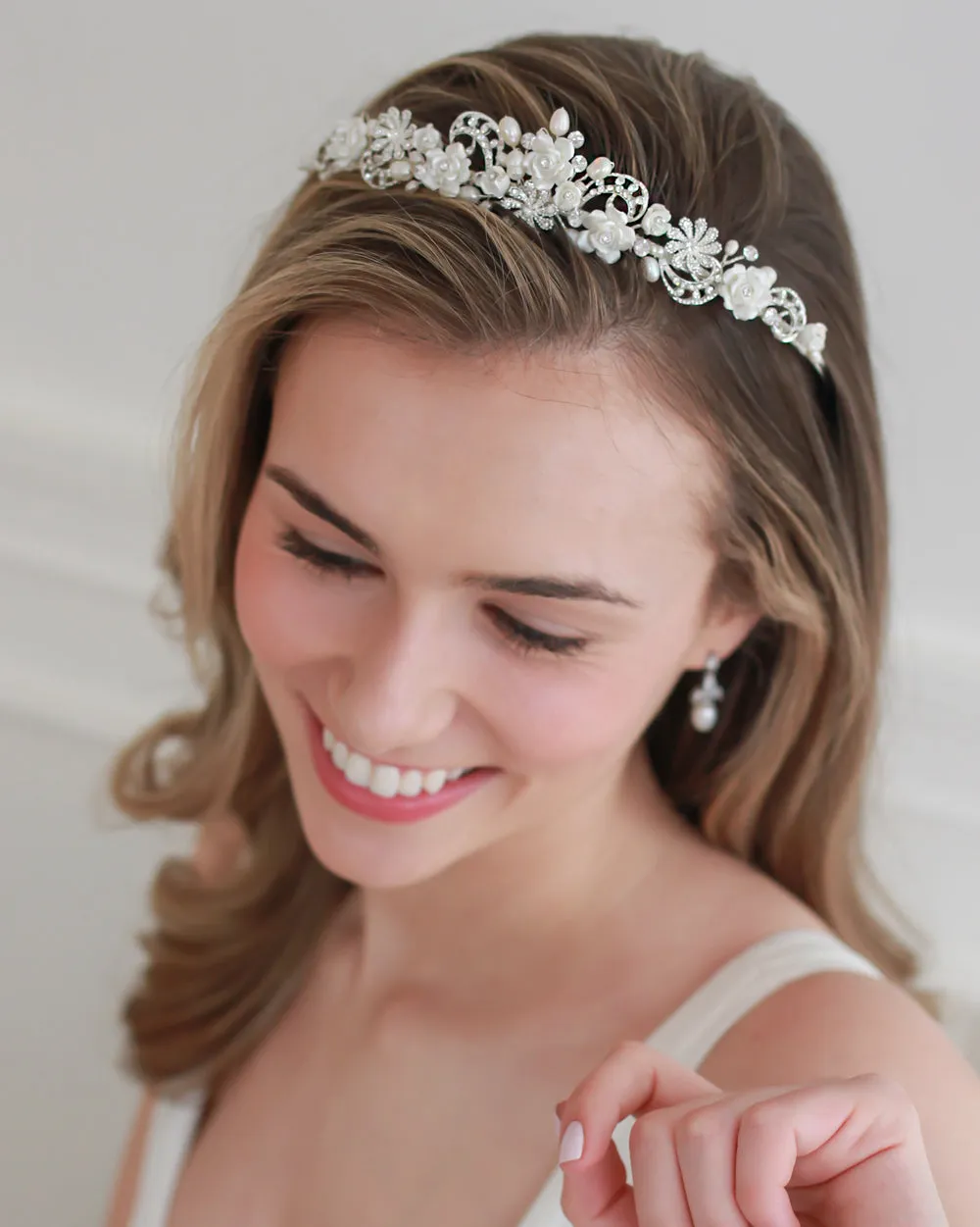 Rose & Pearl Flower Tiara