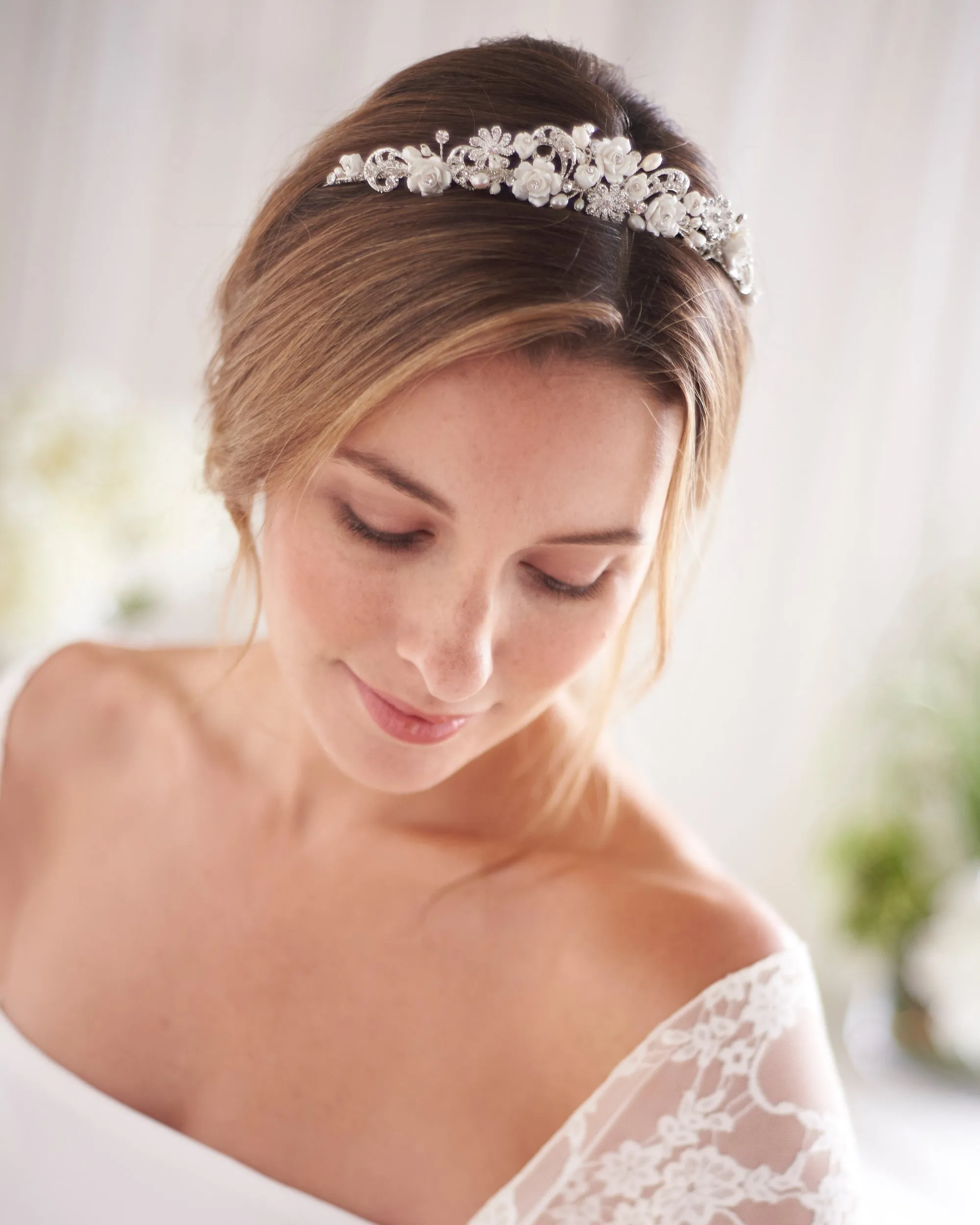 Rose & Pearl Flower Tiara