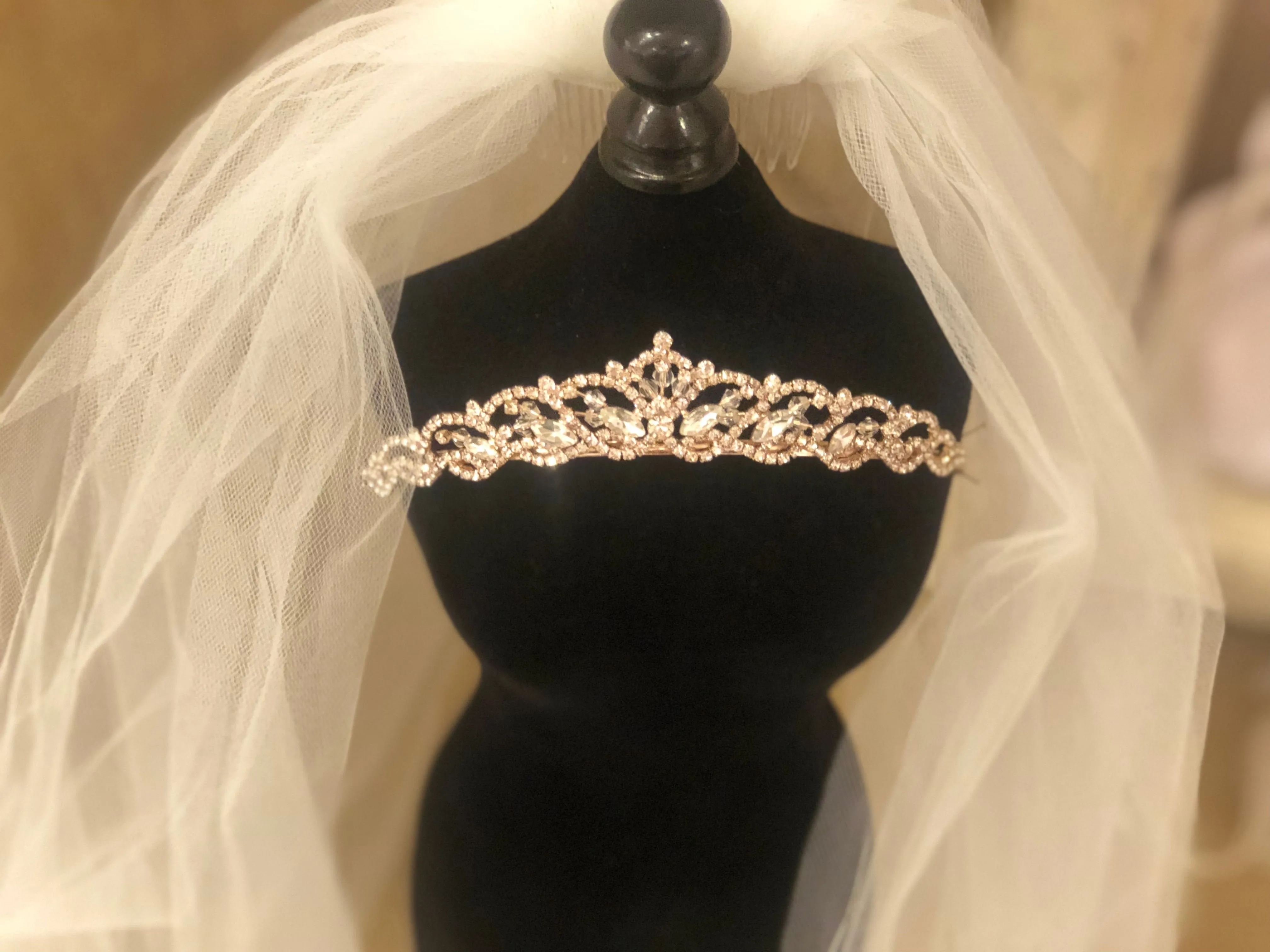 Rose Gold Tiara with Veil