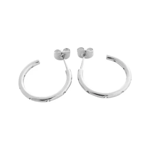 Silver Dotted Crystal Hoop Earrings