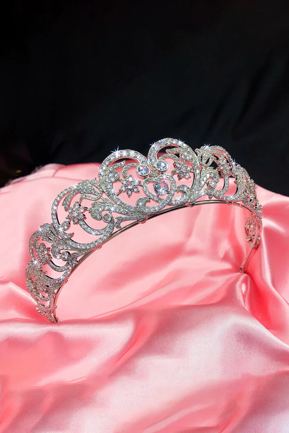 Silver Rheinstone Rhodium plated Princess Tiara