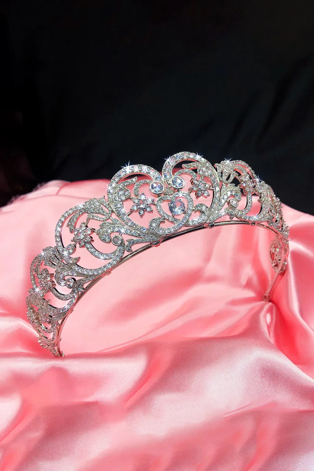 Silver Rheinstone Rhodium plated Princess Tiara