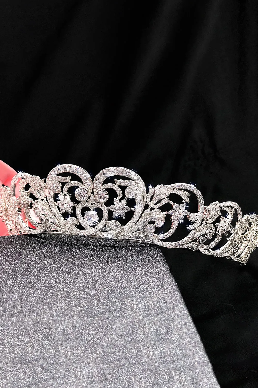 Silver Rheinstone Rhodium plated Princess Tiara