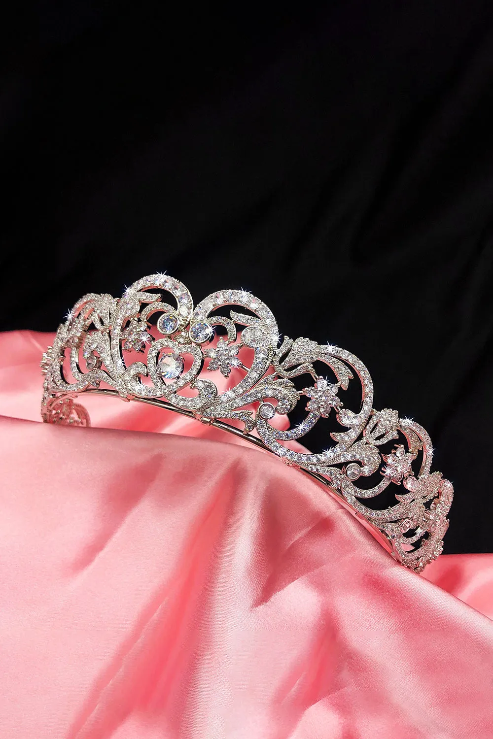 Silver Rheinstone Rhodium plated Princess Tiara