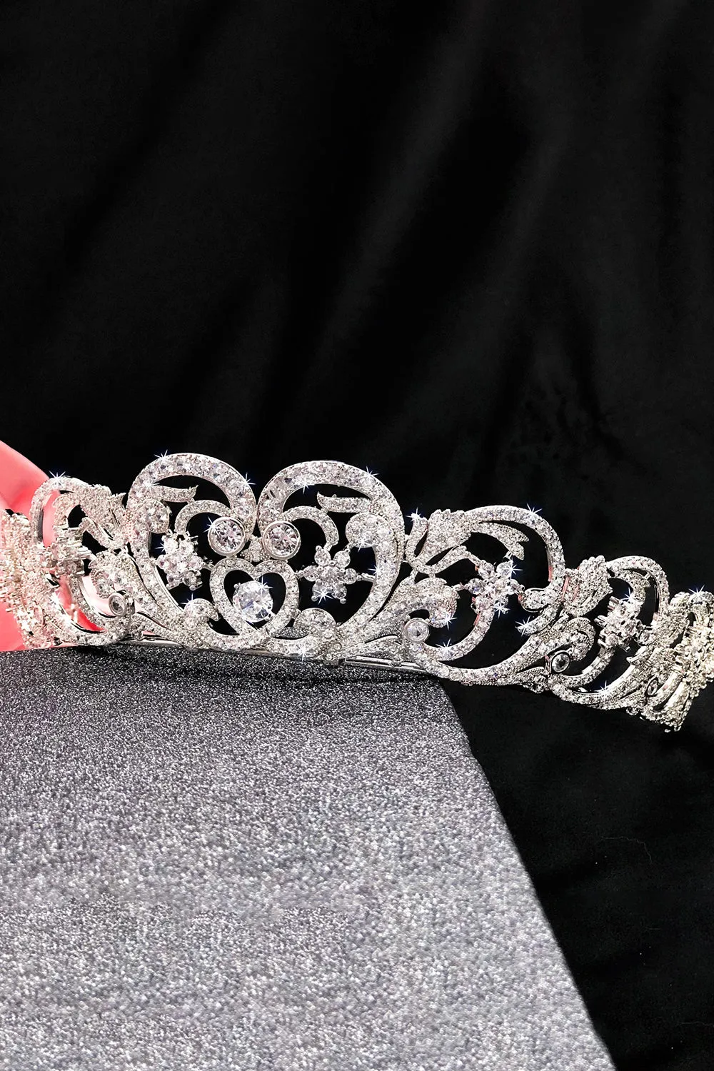 Silver Rheinstone Rhodium plated Princess Tiara