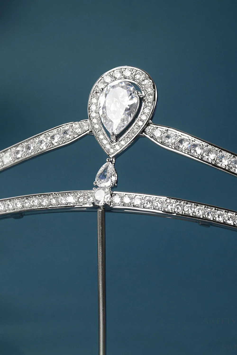 Silver Teardrop Zircon Tiaras
