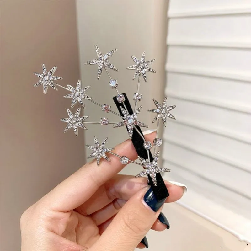 Sparkling Diamond Pentagram Branch Hairpin