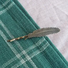 Tiny Brass Feather Hairpin